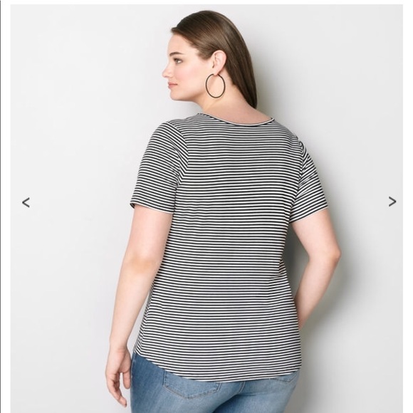 Avenue 22/24 Sequin Heart & Black/White Stripe T - Picture 2 of 6